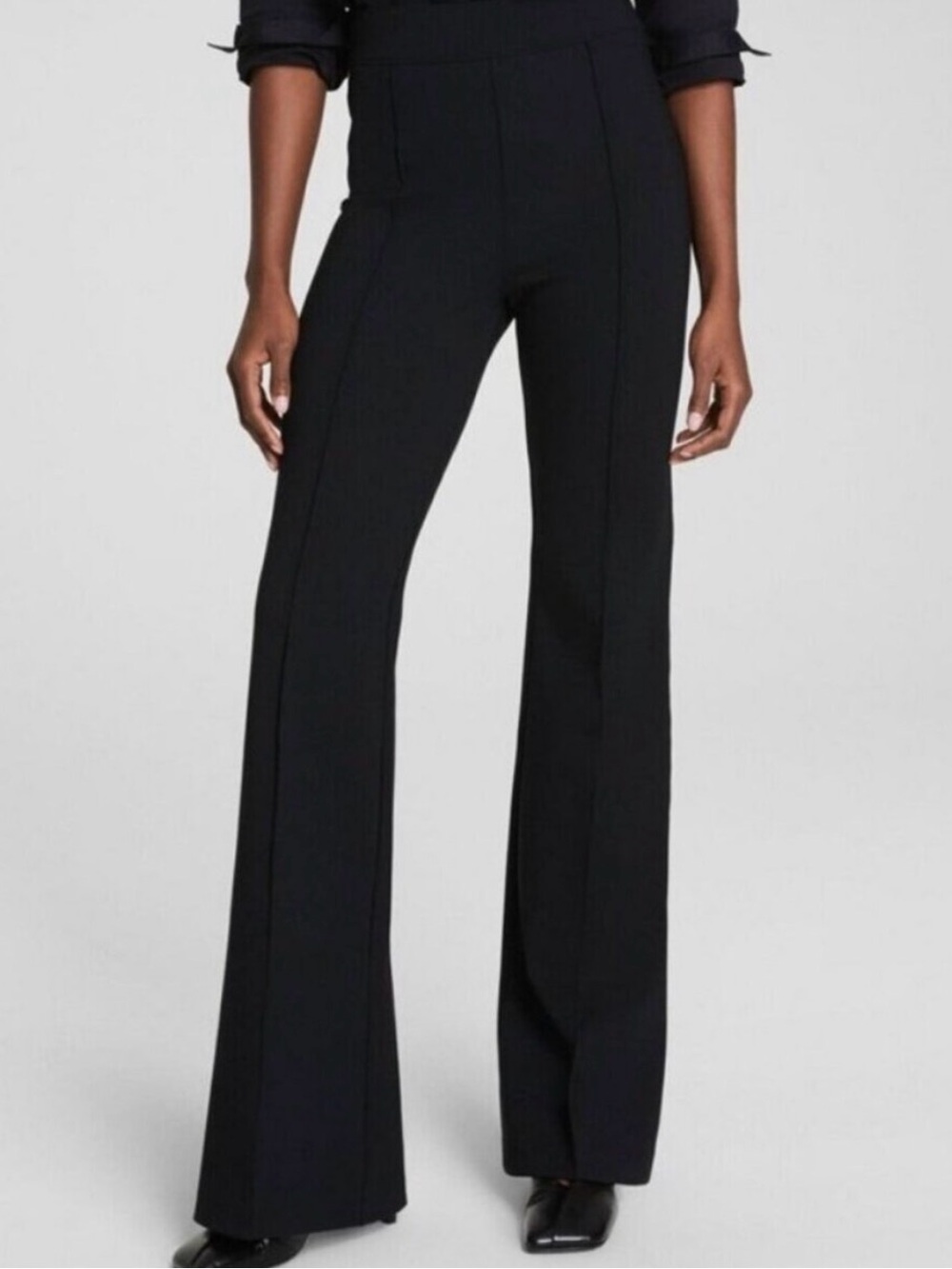 Spanx super smooth high rise flare ponte knit black medium
